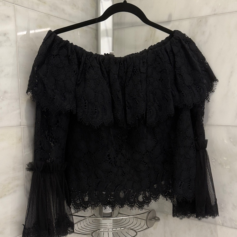 Alexis Black Lace Off-Shoulder Blouse